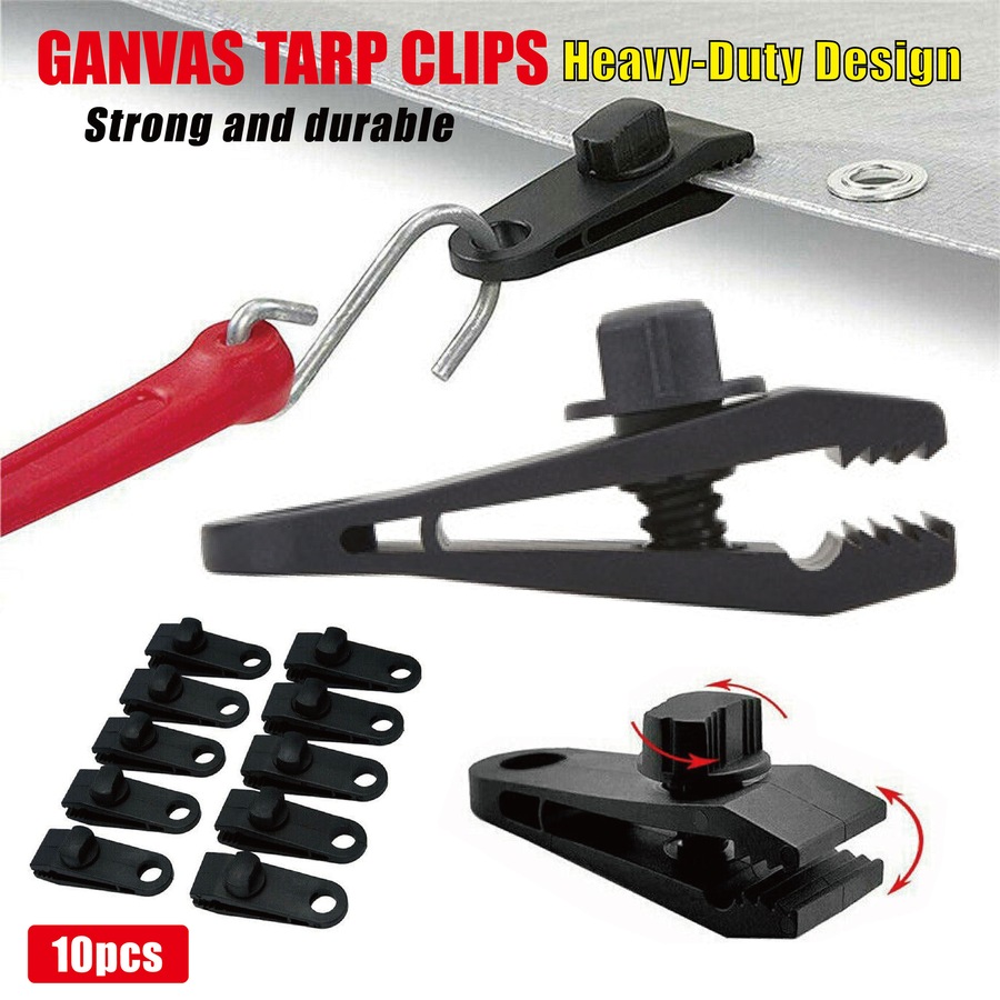 10PCS Heavy-Duty Camping Clips - Canvas Tent and Tarp Clamps for Secure Grip