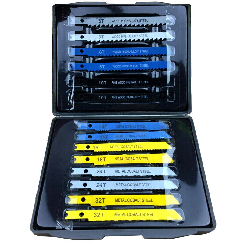 14Pcs Metal Steel T shank Jigsaw Blade Set Fitting Cutting Plastic Wood Unbranded