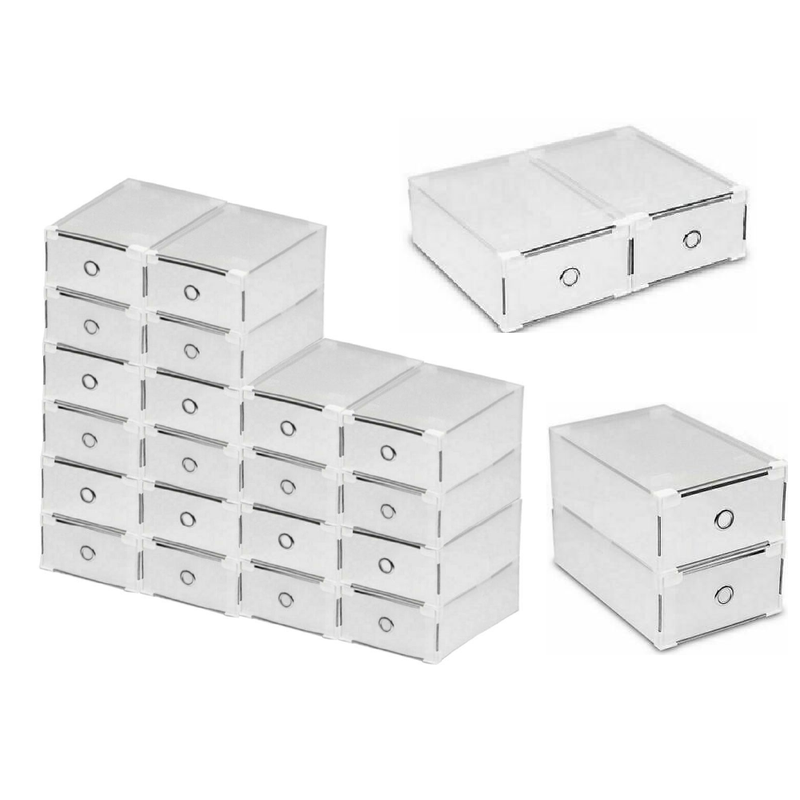 20pcs Shoe Storage Boxes Stackable Plastic Shoe Cabinet Closet