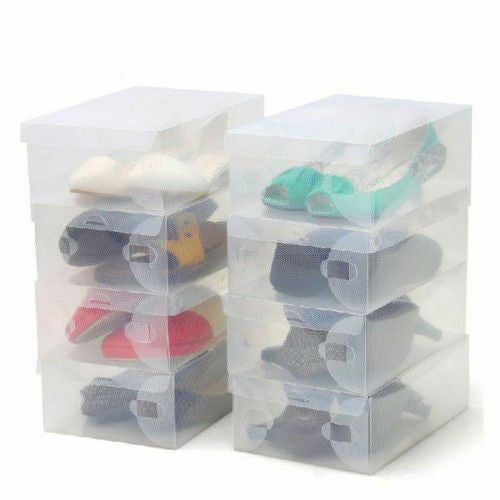 20x Clear Shoe Storage Box Foldable Stackable Boxes Organizer Shoes Wardrobe Home