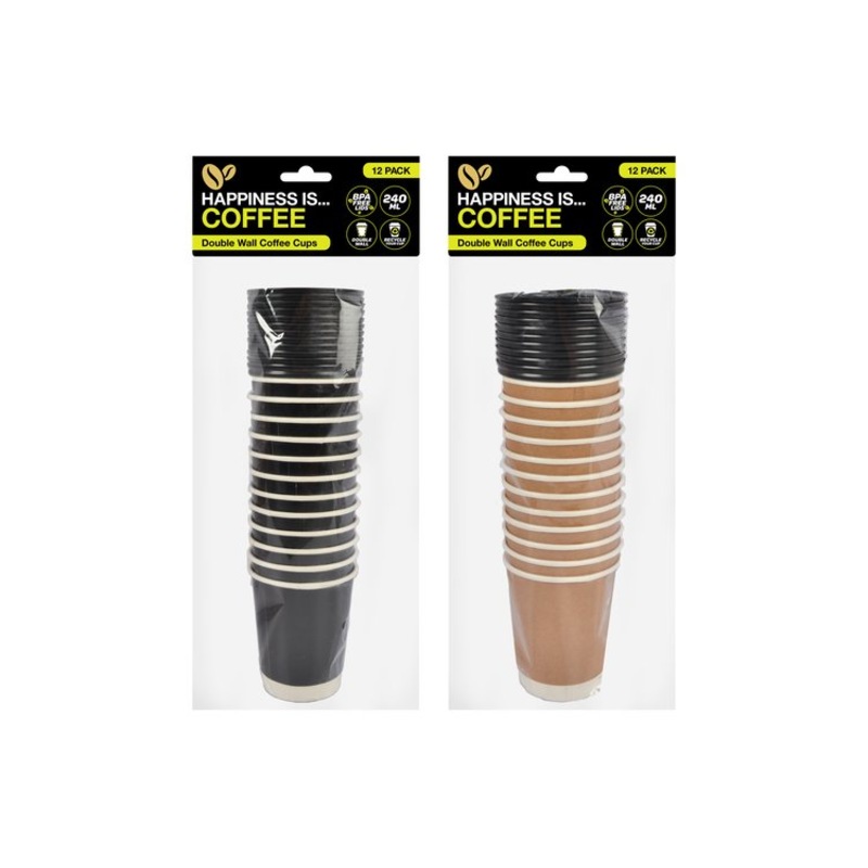 Buy 24pce Disposable Coffee Cups 240ml Bulk Double Wall Take Away MyDeal