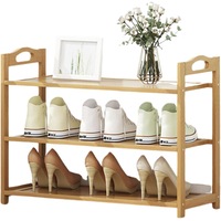 3tier Bamboo Shoe Rack Wooden Bench Organizer Cabinet Holder Shelf Stool Stand