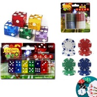 40pces Poker Chips & 12pce Casino Dice Set Game Activity Party Games