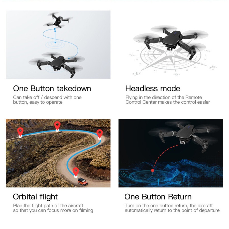 4K GPS Drone with HD Camera Drones WiFi FPV Foldable RC Quadcopter W/2Batteries