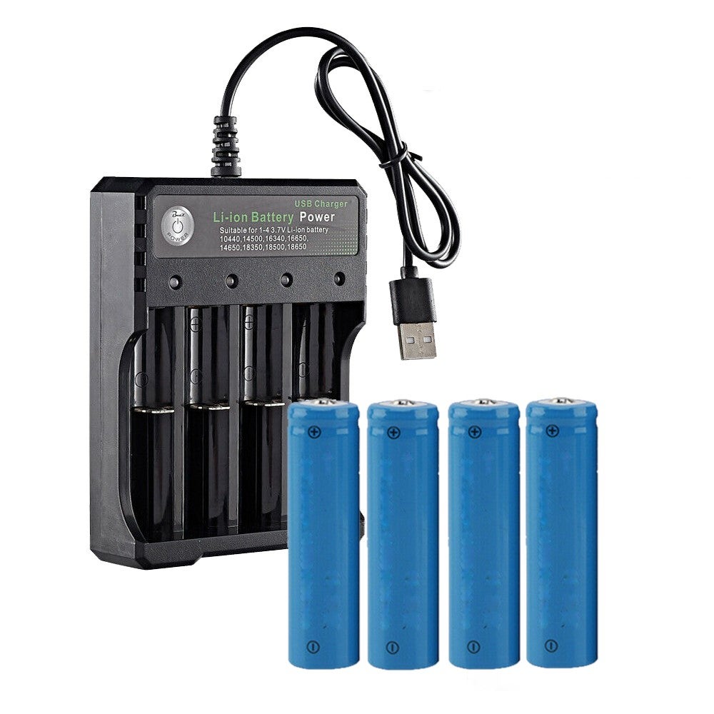 4x 3.7V 2500mAh Li-ion Rechargeable Battery + USB Smart Charger Indicator