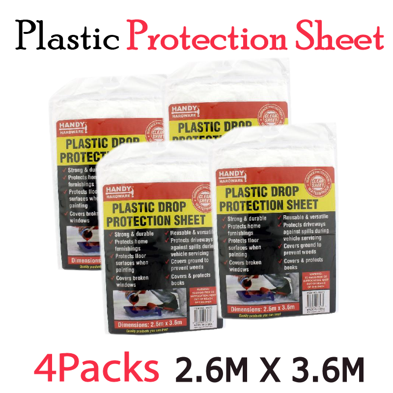 4 x Painting Drop Sheets Dust Cover 2.7x3.6m Oldfields Plastic Protection Sheets 