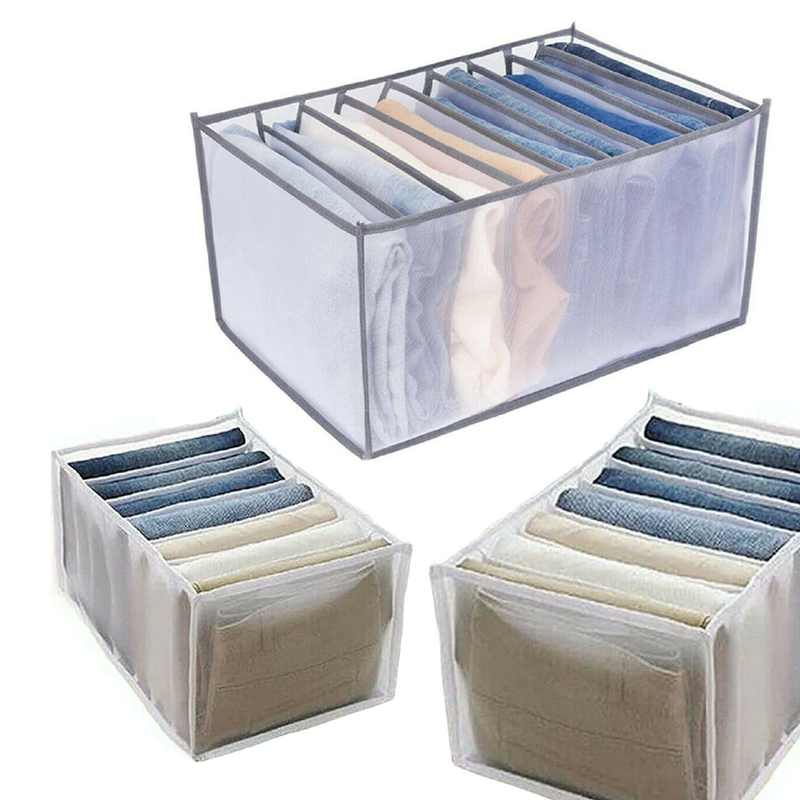 7 Grids Mesh Storage Bag Clothes Jeans Pants Storage Box Organizer