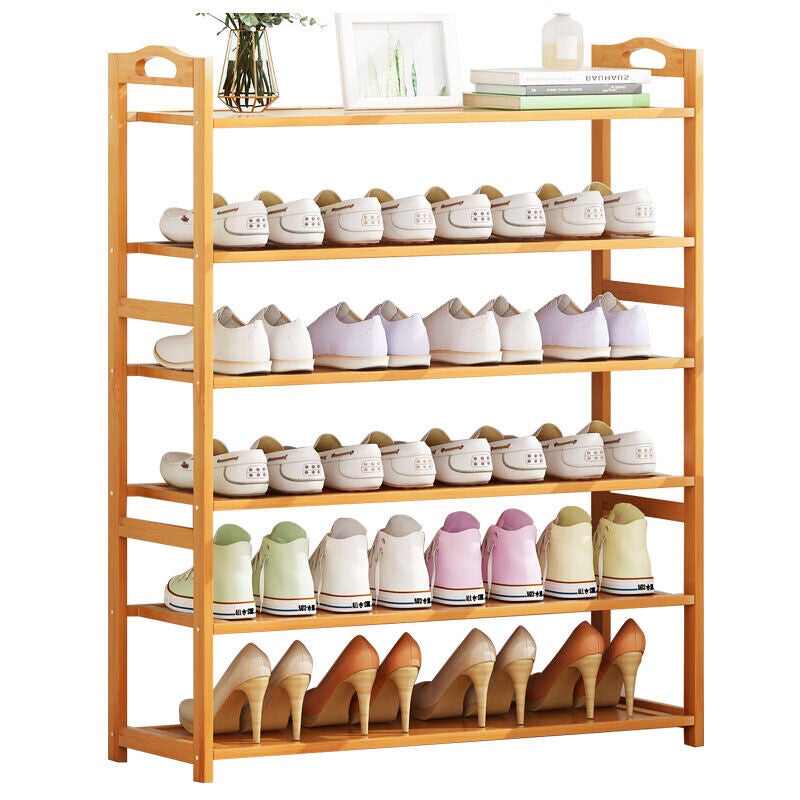Buy 6 Tier Bamboo Shoe Rack Organizer Wooden Storage Shelves Stand ...