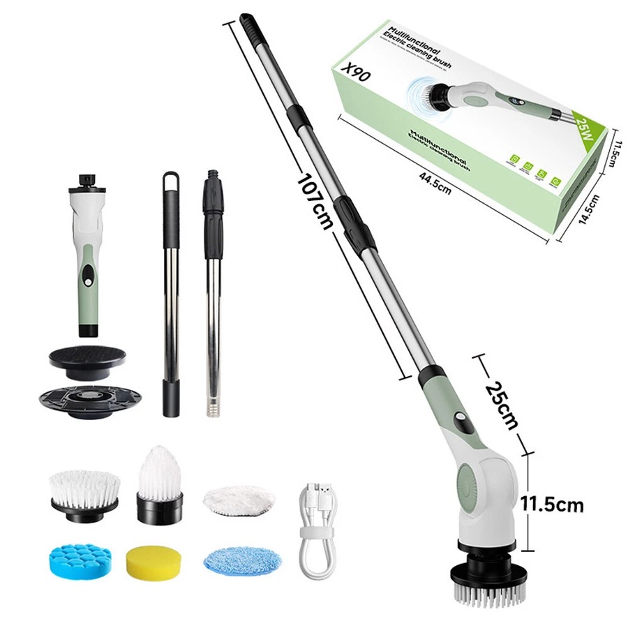 6HEAD Turbo Spin Scrub Mop Bath Cleaning Brush High Floor Scrubber Hurricane