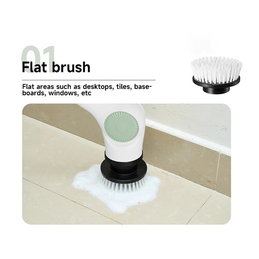 6HEAD Turbo Spin Scrub Mop Bath Cleaning Brush High Floor Scrubber Hurricane