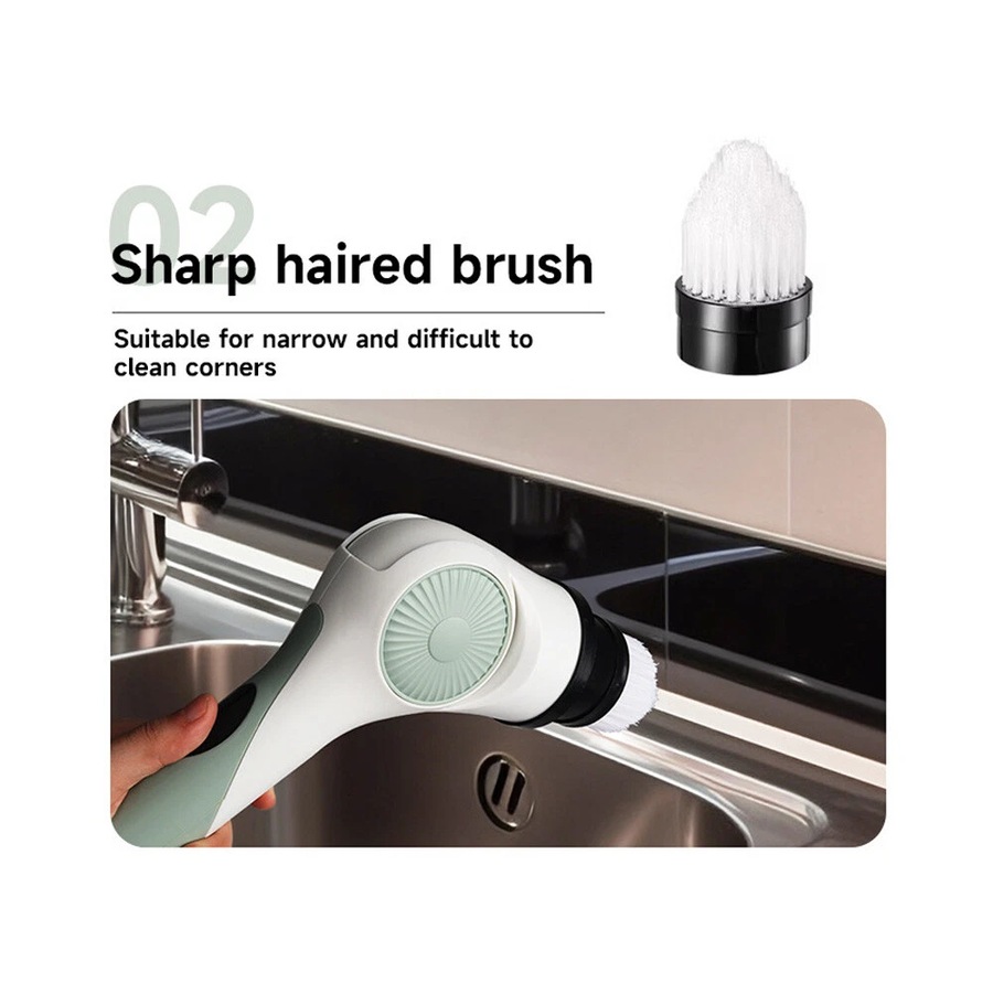 6HEAD Turbo Spin Scrub Mop Bath Cleaning Brush High Floor Scrubber Hurricane