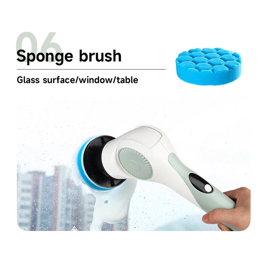 6HEAD Turbo Spin Scrub Mop Bath Cleaning Brush High Floor Scrubber Hurricane