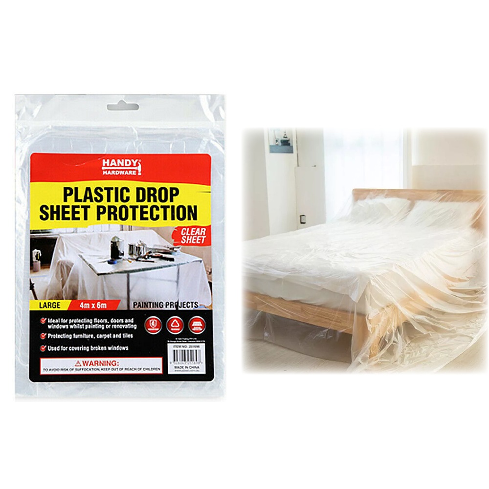 6m x 4m Plastic Painting Cover Back Drop Sheet Clear Reusable Strong Durable