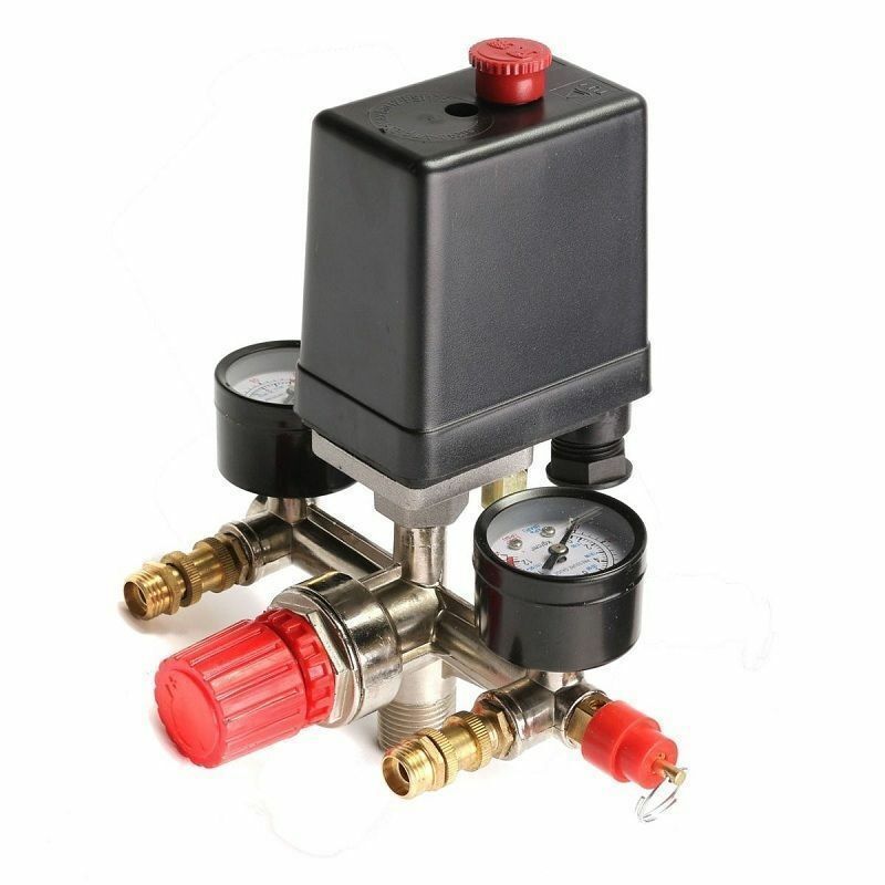 Air Compressor Pump Pressure Switch Control Valve 90-120PSI Regulator Gauge Quick Couplers