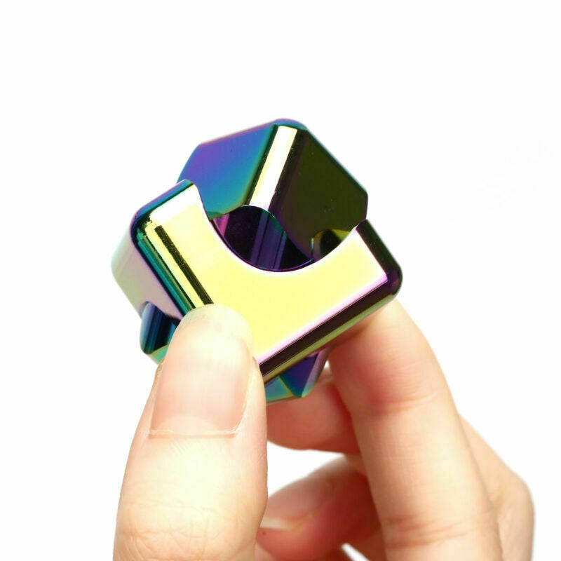 Square Cube Hand Spinner Fidget Aluminum EDC Tri Toy Bearing ADHD Autism 