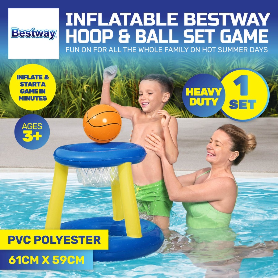 Bestway? 61 x 59cm Inflatable Basketball Hoop & Ball Pool Game UV Resistant