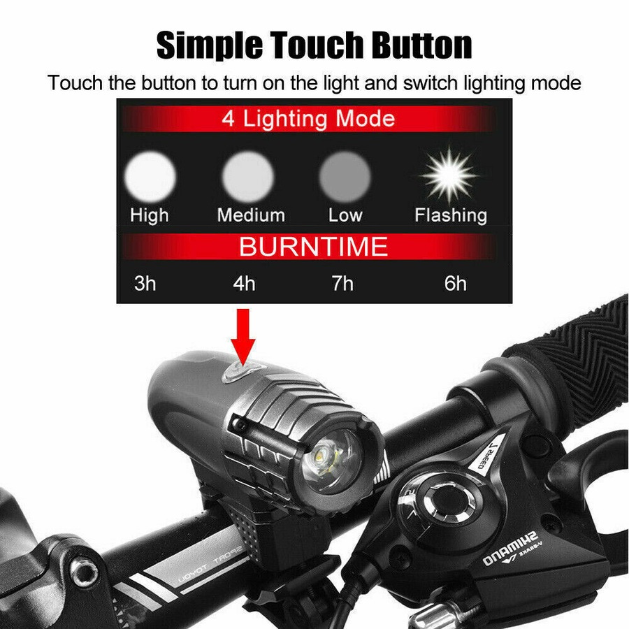 Bicycle Bike Lights Set Waterproof Front Rear LED Light Lamp USB Rechargeable AU