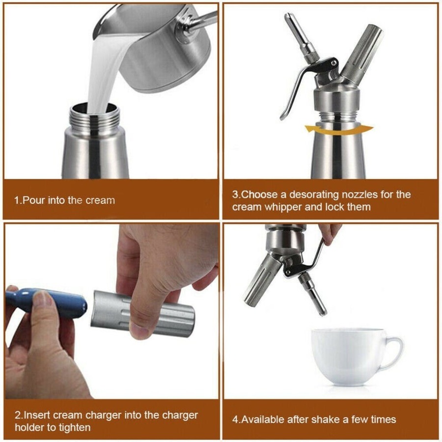 Cream Whipper Whip Coffee Dessert Butter Dispenser Chargers Foam Whipped 500ML