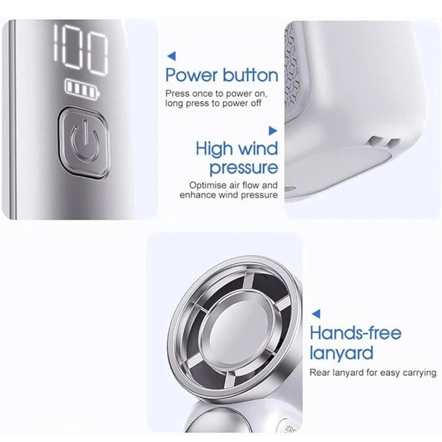 Deal365 3000mah Mini Portable Ice Fan with Smart LED Display�CHandheld Turbo Cooling Fan