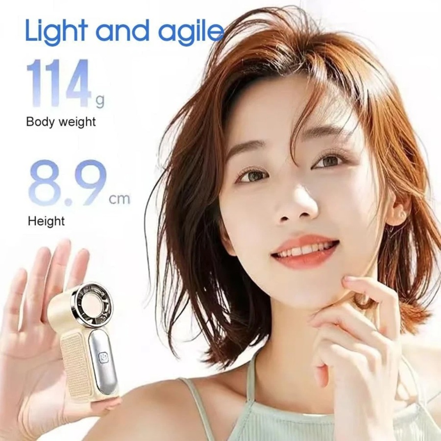 Deal365 3000mah Mini Portable Ice Fan with Smart LED Display�CHandheld Turbo Cooling Fan