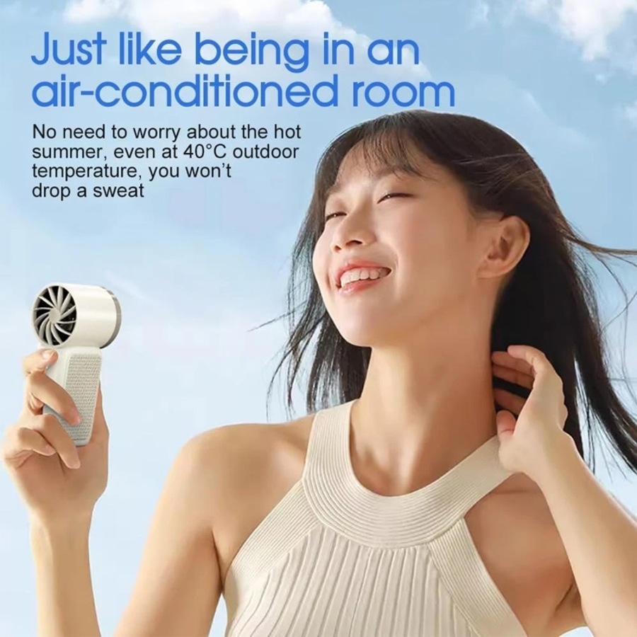 Deal365 3000mah Mini Portable Ice Fan with Smart LED Display�CHandheld Turbo Cooling Fan