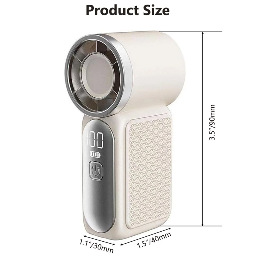 Deal365 3000mah Mini Portable Ice Fan with Smart LED Display�CHandheld Turbo Cooling Fan