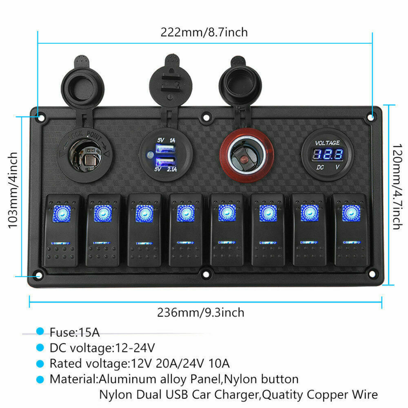 Buy ED Light 6/8 Gang 12V Switch Panel Rocker Circuit Breaker Car