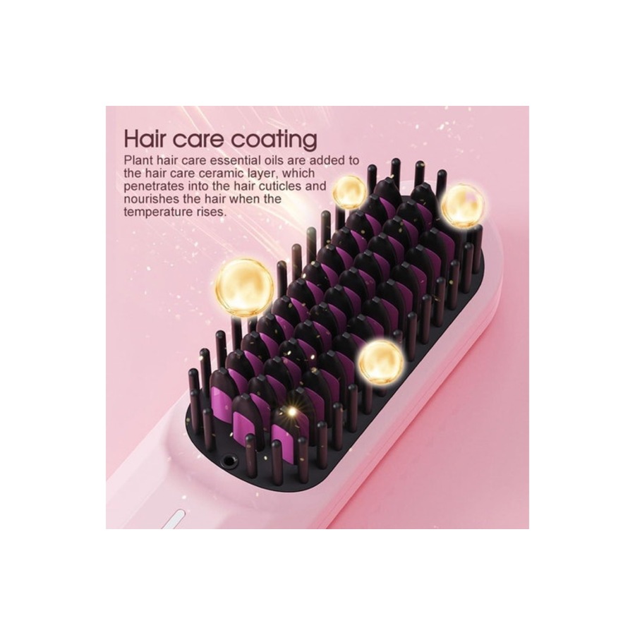 Hair Straightener Brush Fast Heating USB Rechargeable Ionic Hot Brush