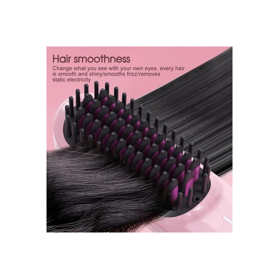 Hair Straightener Brush Fast Heating USB Rechargeable Ionic Hot Brush