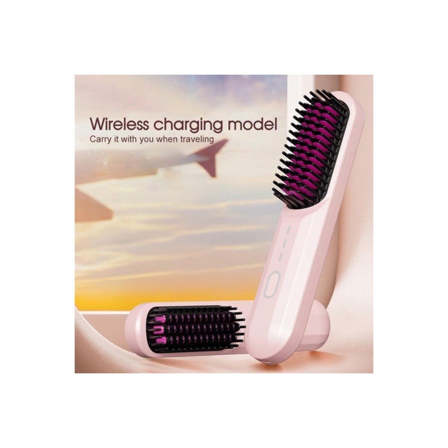 Hair Straightener Brush Fast Heating USB Rechargeable Ionic Hot Brush