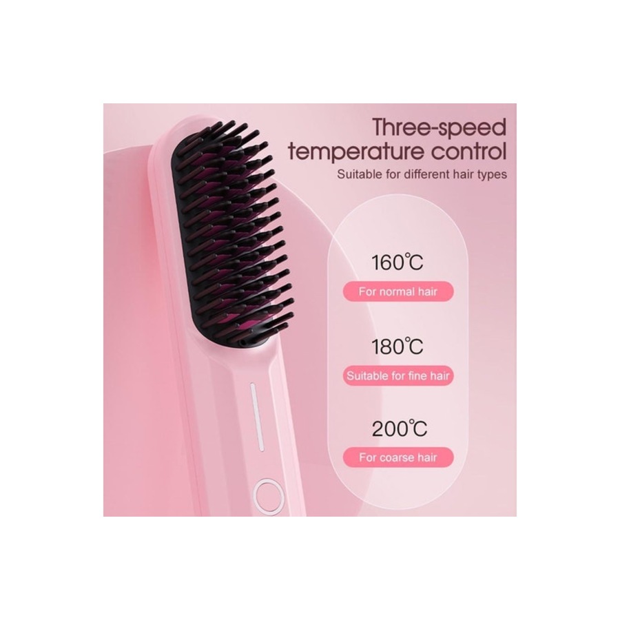 Hair Straightener Brush Fast Heating USB Rechargeable Ionic Hot Brush