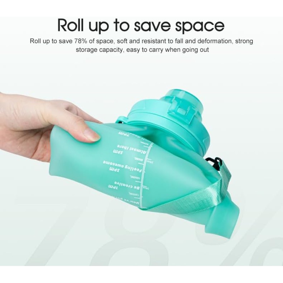 Large 64oz Half Gallon Sports Collapsible Water Bottle Green