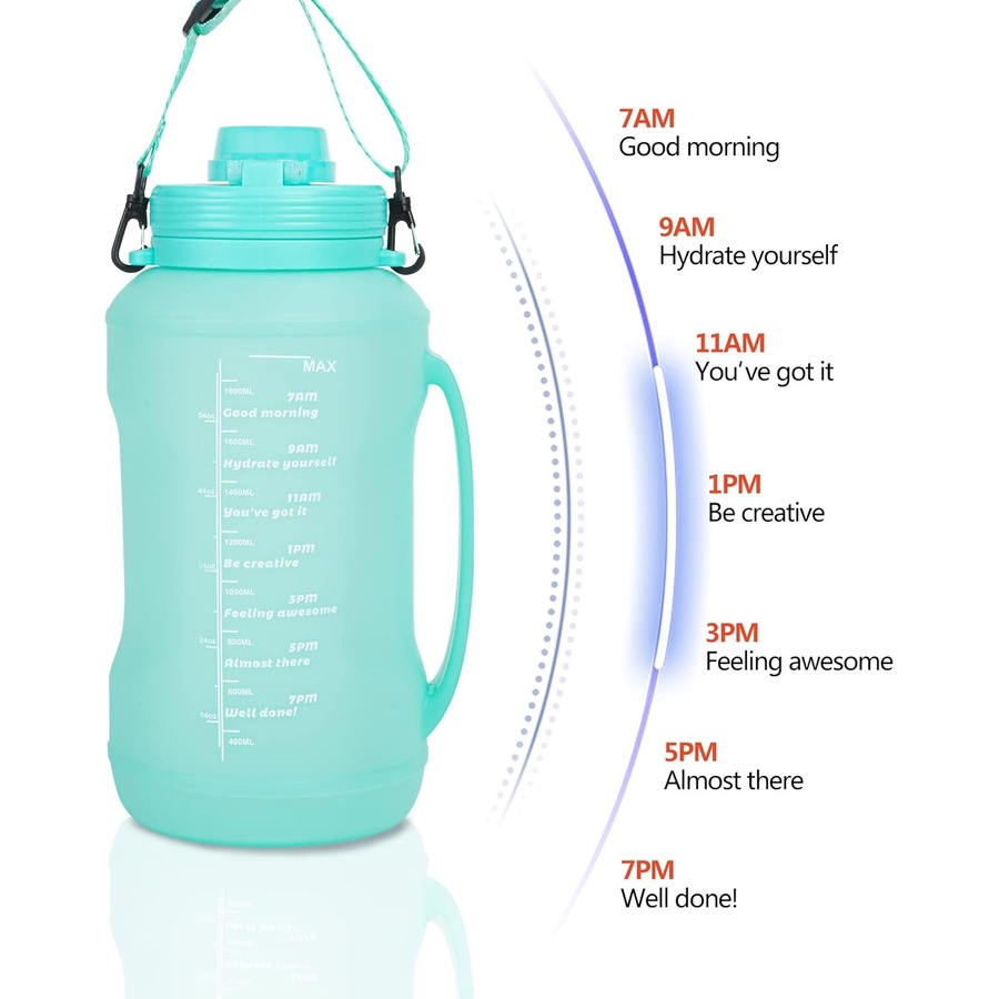 Large 64oz Half Gallon Sports Collapsible Water Bottle Green