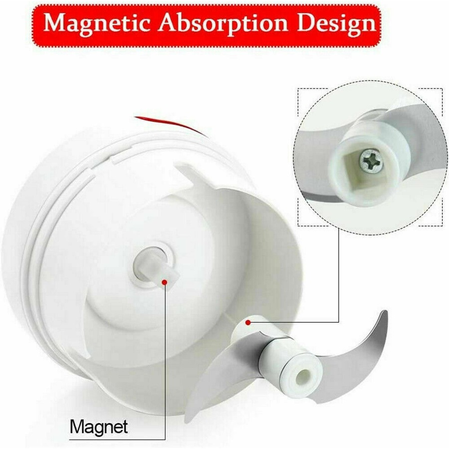 Manual Pull Mini Chopper Stainless Steel Blade Cord Chop Salad Bowl Hand Food