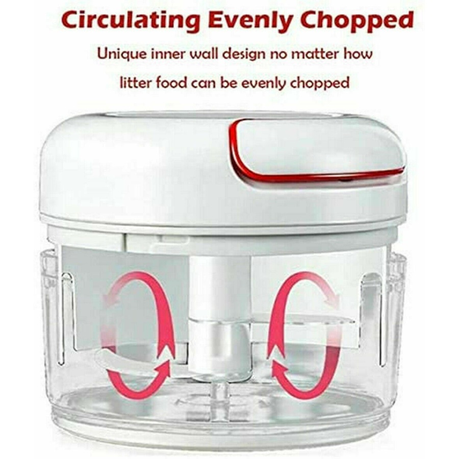 Manual Pull Mini Chopper Stainless Steel Blade Cord Chop Salad Bowl Hand Food