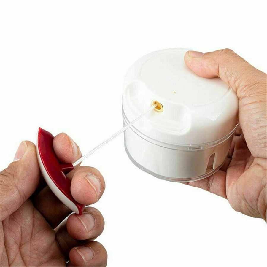 Manual Pull Mini Chopper Stainless Steel Blade Cord Chop Salad Bowl Hand Food