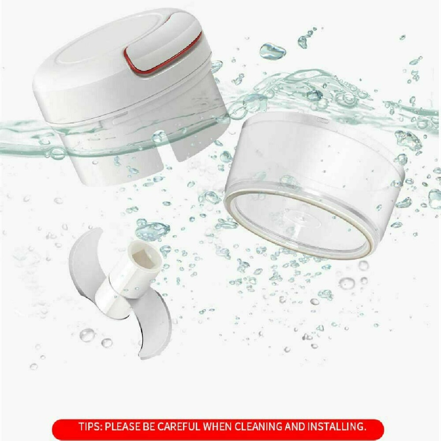 Manual Pull Mini Chopper Stainless Steel Blade Cord Chop Salad Bowl Hand Food
