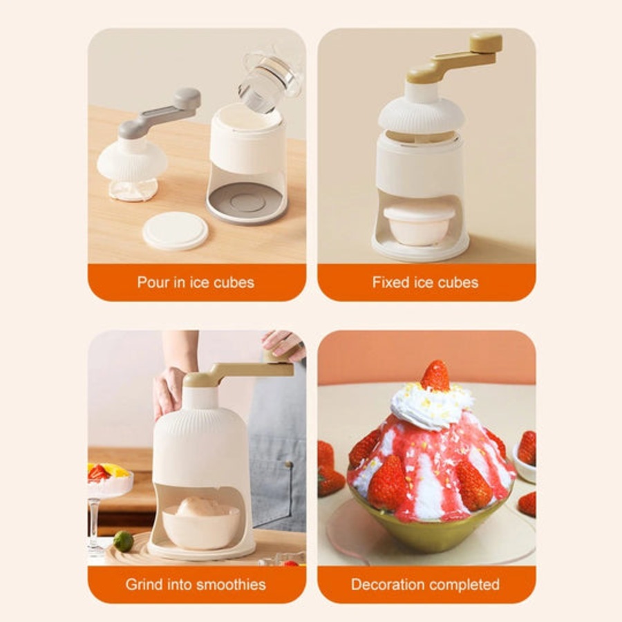 Manual Shaved Ice Maker Small Ice Crusher Snow Cone Machine for Desserts & Drinks