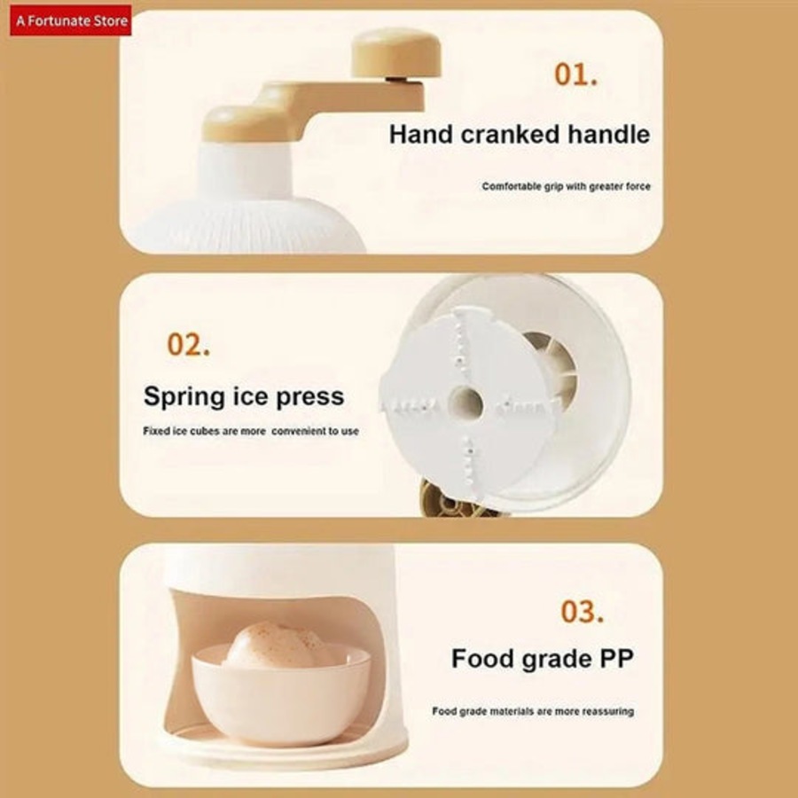 Manual Shaved Ice Maker Small Ice Crusher Snow Cone Machine for Desserts & Drinks