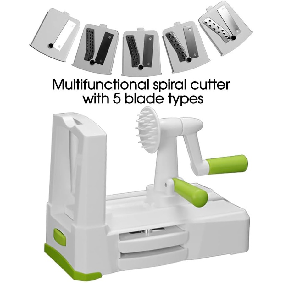 Manual Vegetable Spiral Shredder with 5 Blades ? Zoodle Maker & Slicer