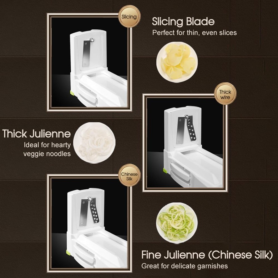 Manual Vegetable Spiral Shredder with 5 Blades ? Zoodle Maker & Slicer