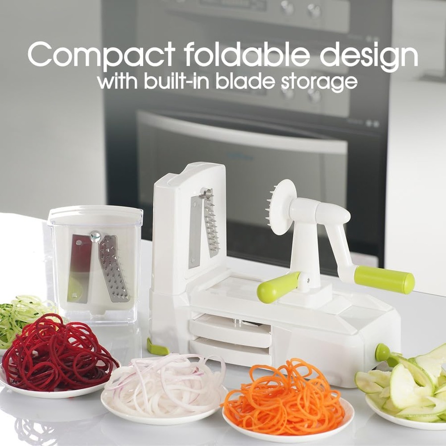 Manual Vegetable Spiral Shredder with 5 Blades ? Zoodle Maker & Slicer