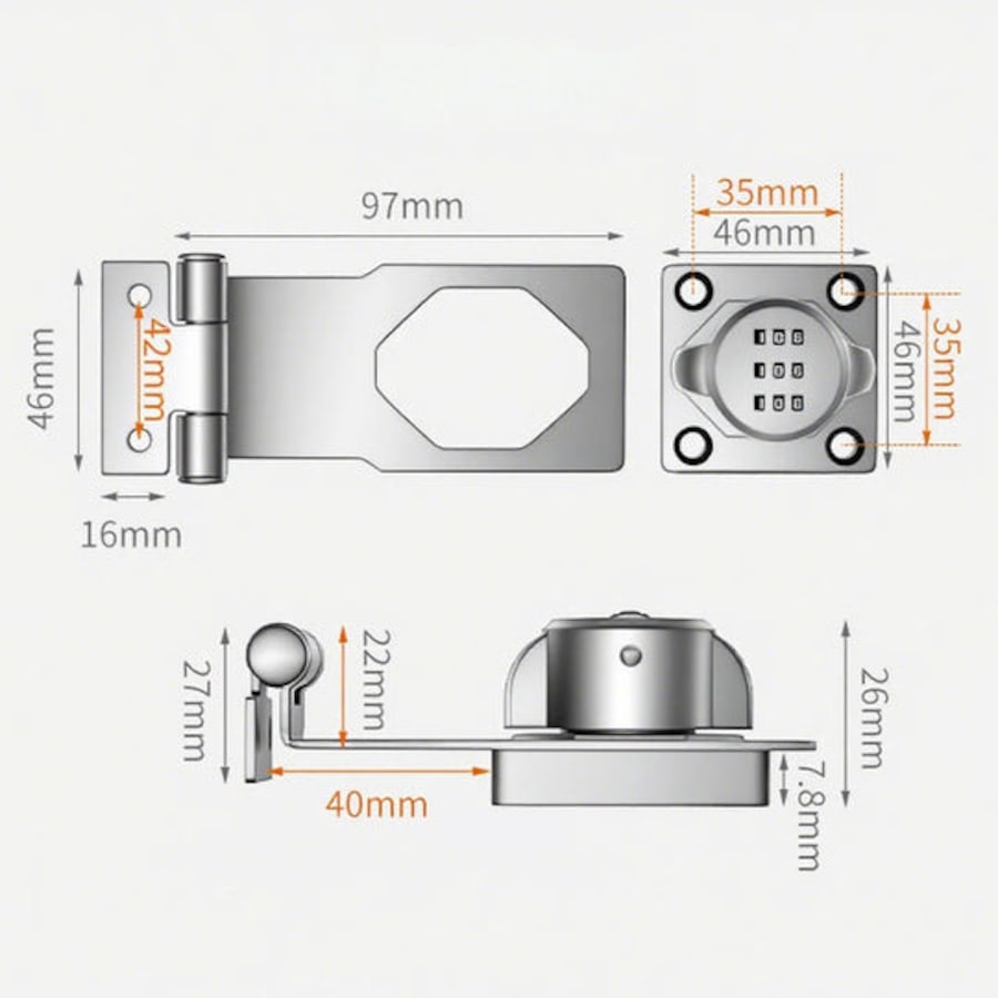 Mechanical Password Lock Hasp � Keyless Combination Cabinet Drawer Door Lock