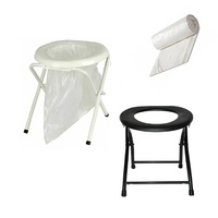 Portable Camp Toilet Seat Travel Camping Folding Caravan With/Without 6PCS bags Outdoor