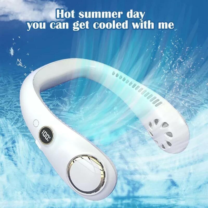 Buy Rechargeable Portable Leafless Neck Fan Cooler Dual Effect Cooling ...