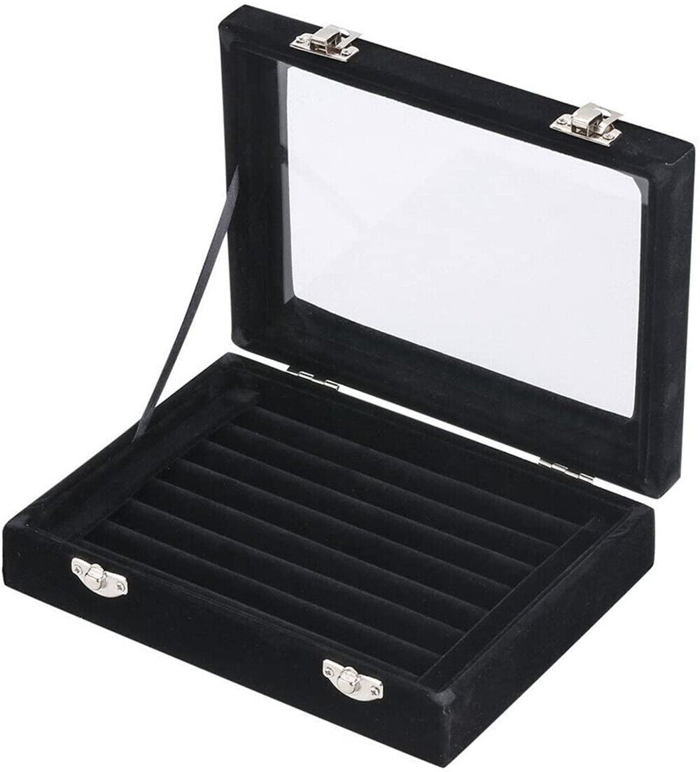 Velvet Ring Earring Jewelry Display Organizer Box Tray Holder Storage Show Case