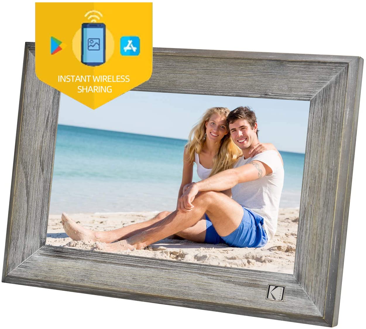 KODAK Classic Digital Photo Wood Frame 1013W, 10 inch Touch Screen Electronic Picture Frame Wifi Enabled with 16GB Internal Memory