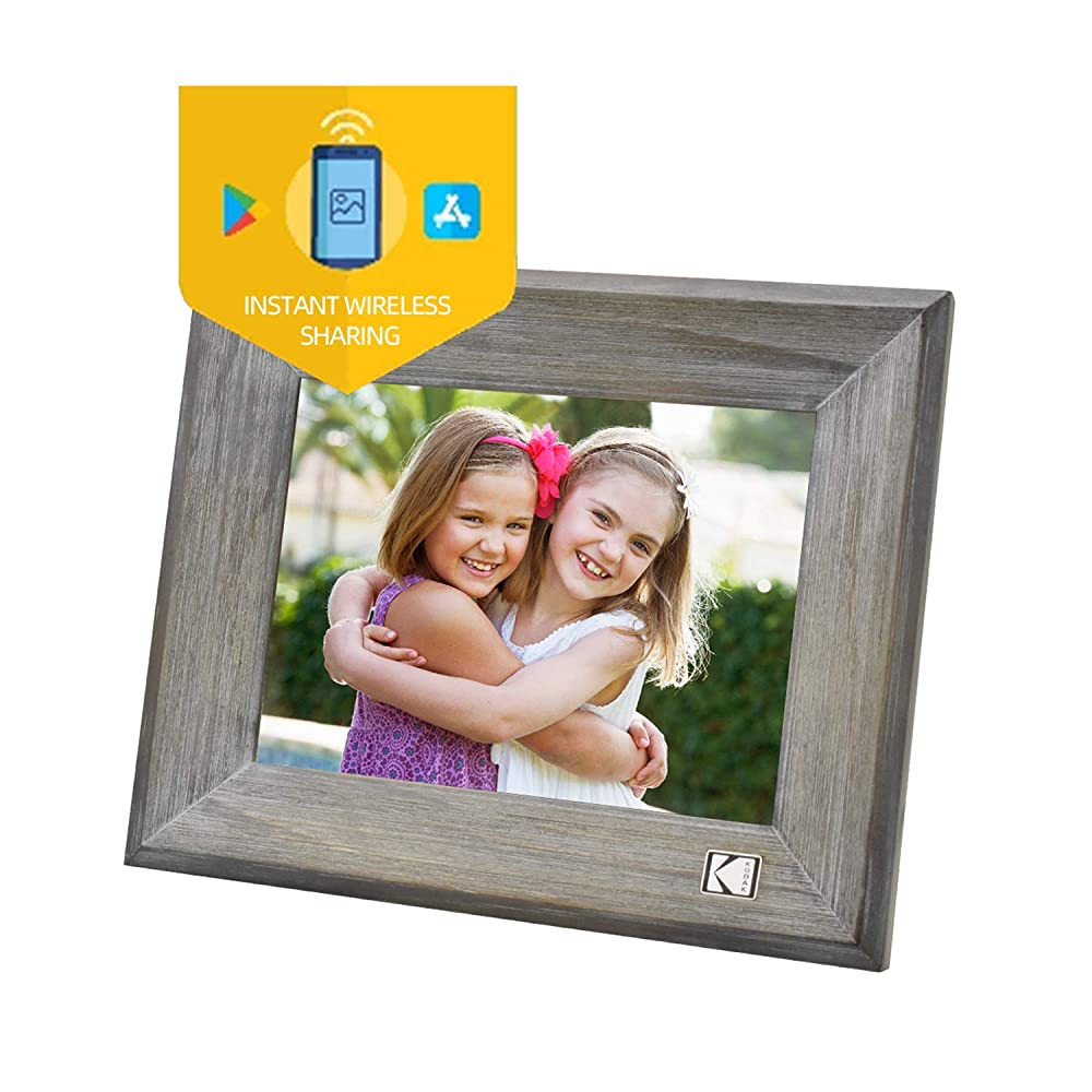 KODAK Classic Digital Photo Wood Frame 8013W, 8 inch Touch Screen Electronic Picture Frame Wifi Enabled with 16GB Internal Memory