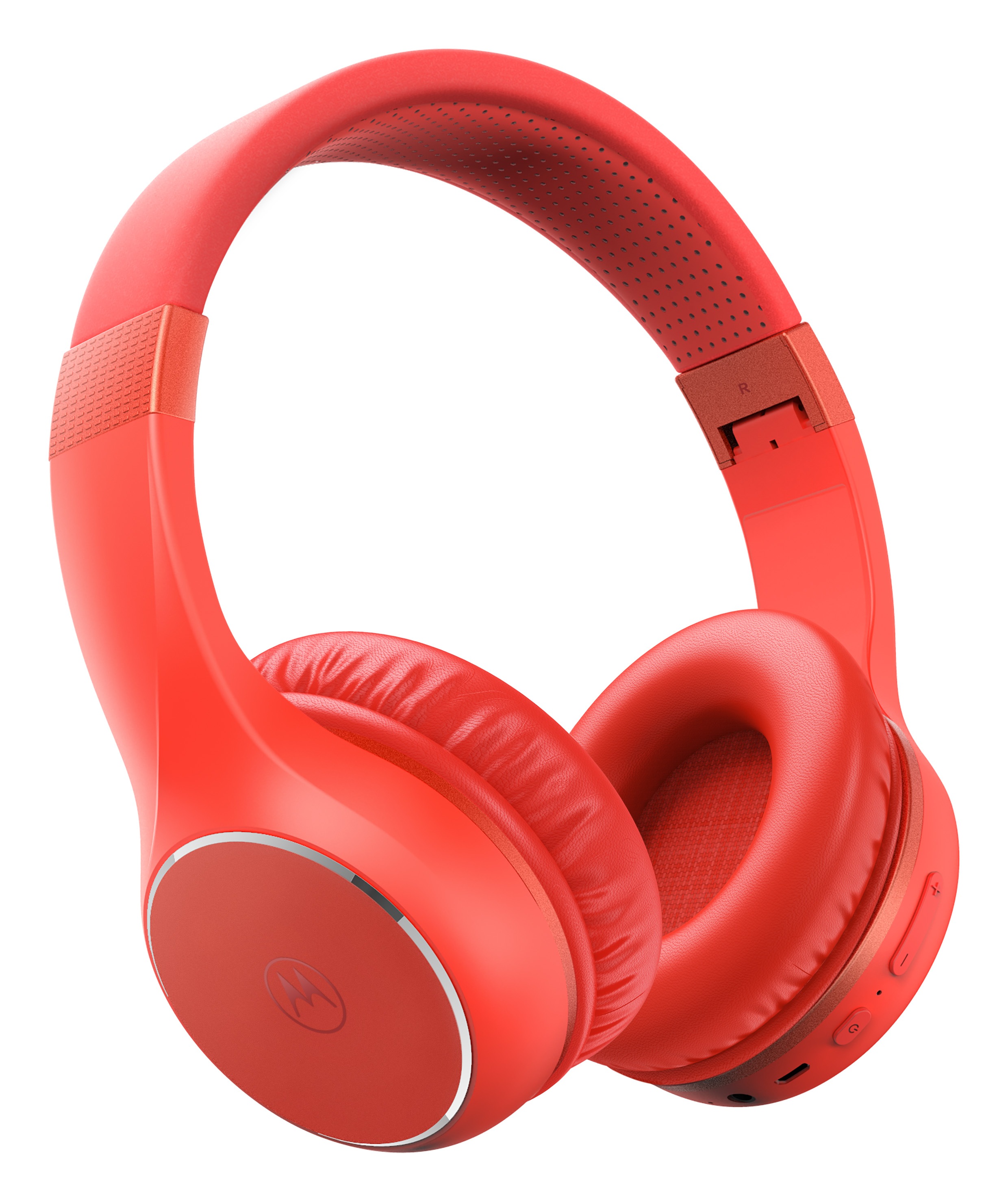 Motorola Bluetooth Wireless Headphones with Microphone MOTO XT220 Over Ear Foldable Head Phones with Dynamic Bass 24h Playtime Chili Red