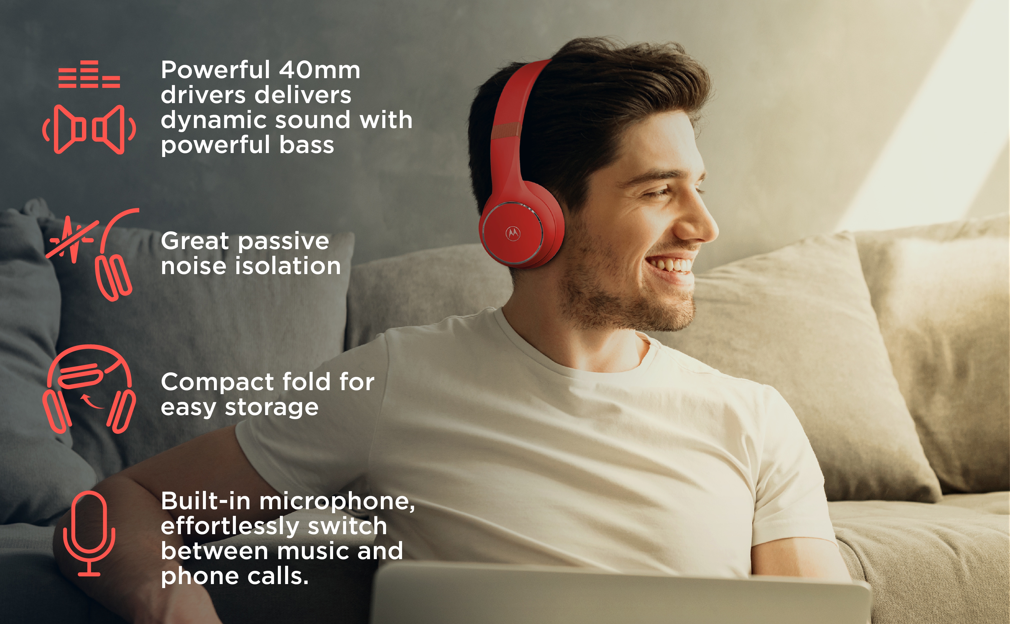 Buy Motorola Bluetooth Wireless Headphones with Microphone MOTO